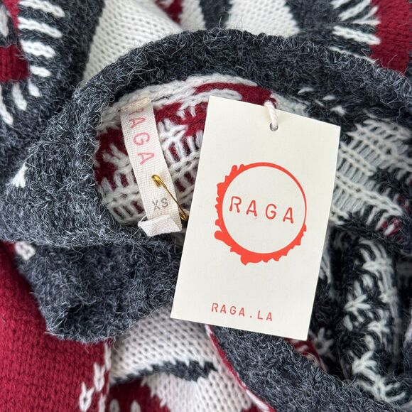 Raga Poncho Womens Extra Small Southwest Aztec Fringe Blanket Sweater Kimono NEW - Picture 3 of 11